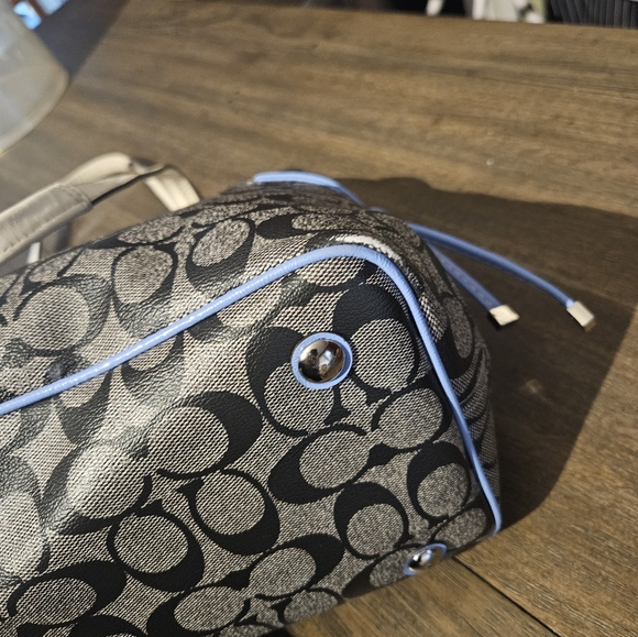 Coach Signature Stripe Coated Canvas Large Shoulder Bag - Picture 9 of 13